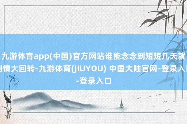 九游体育app(中国)官方网站谁能念念到短短几天就剧情大回转-九游体育(JIUYOU) 中国大陆官网-登录入口